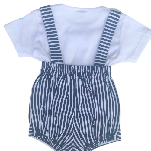 Dungaree - Navy Blue Teddy | Buy Dungaree Dress For 6-9 Months Baby Boy & Girl | Smiley Buttons