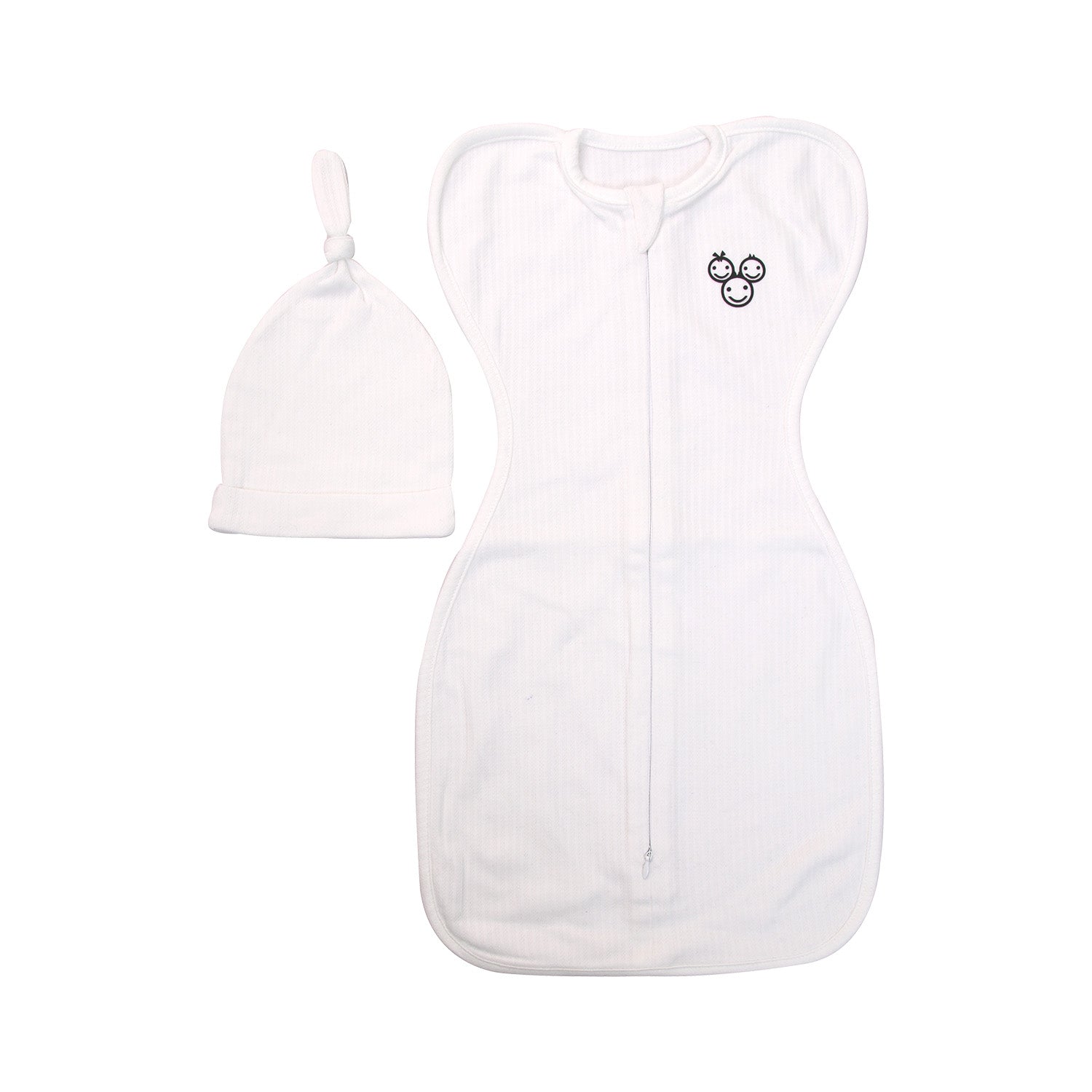 Sleeping Pod & Cap - White Smiley | Infant Baby Boy & Girl Sleeping Pods | Smiley Buttons
