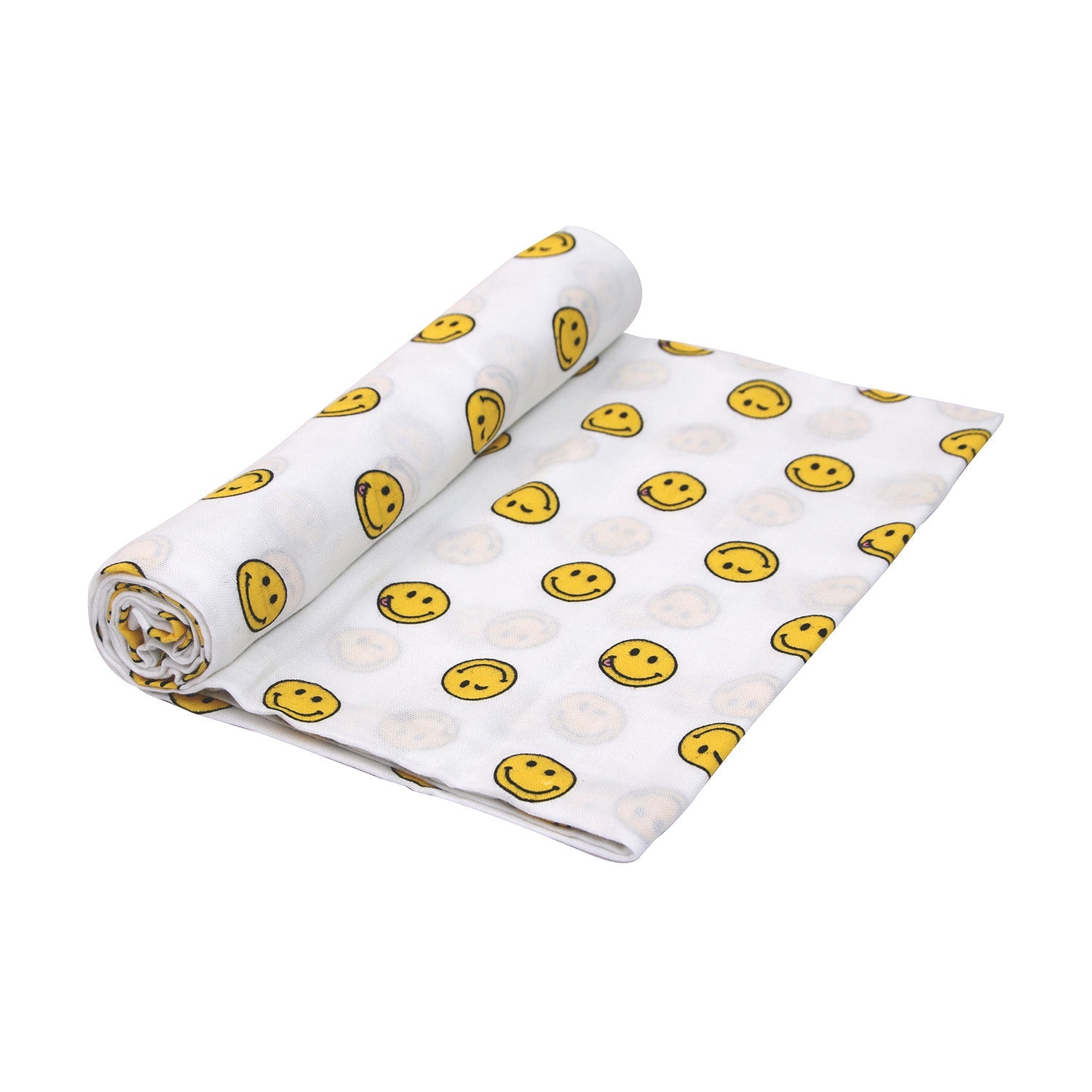 Organic Muslin Big Towel- Smiley | Buy Soft Printed Cotton Bath Towel For Newborn Baby Boy & Girl 