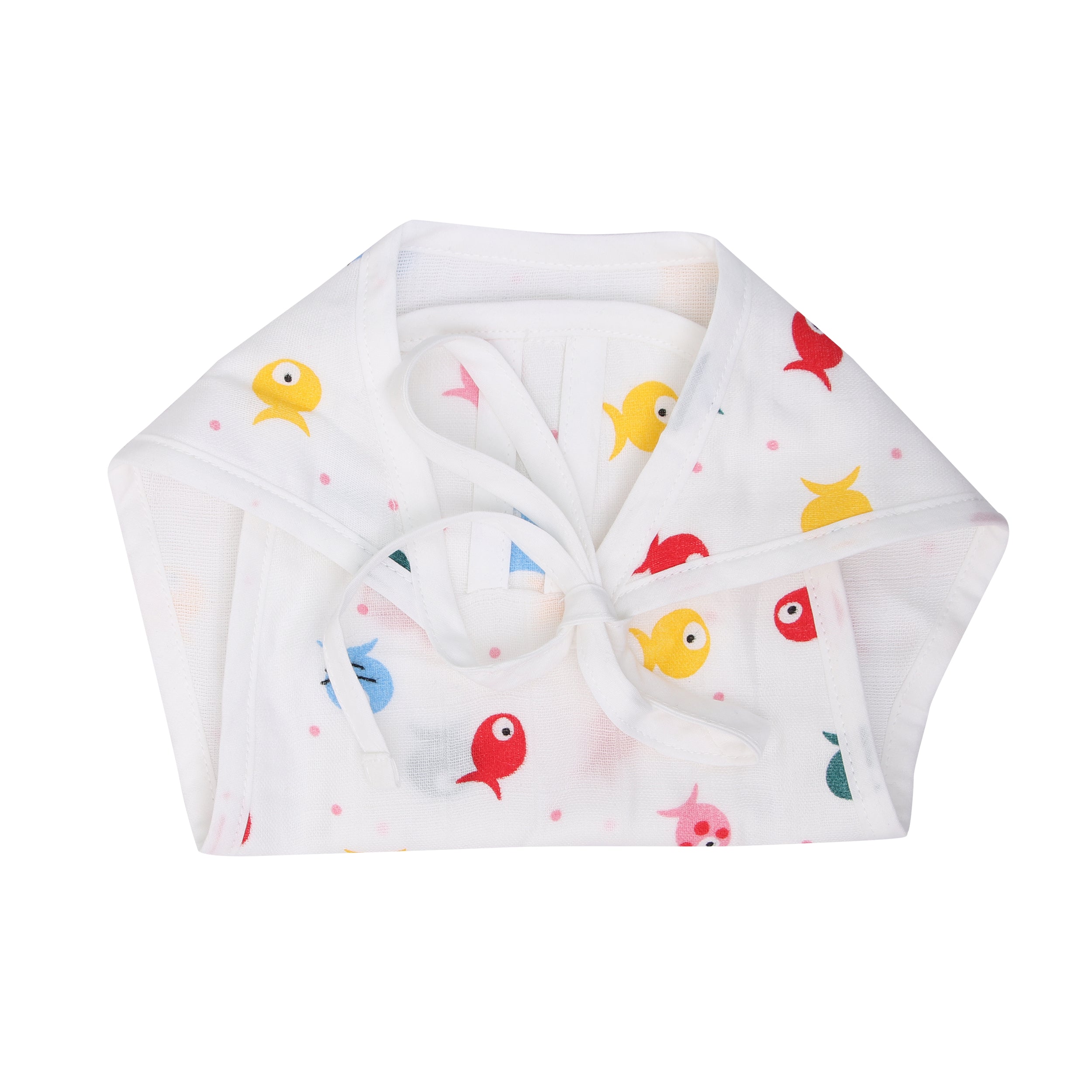 Organic Muslin Nappy - Fish | Reusable & Washable Muslin Nappy For Newborn Baby  | Smiley Buttons