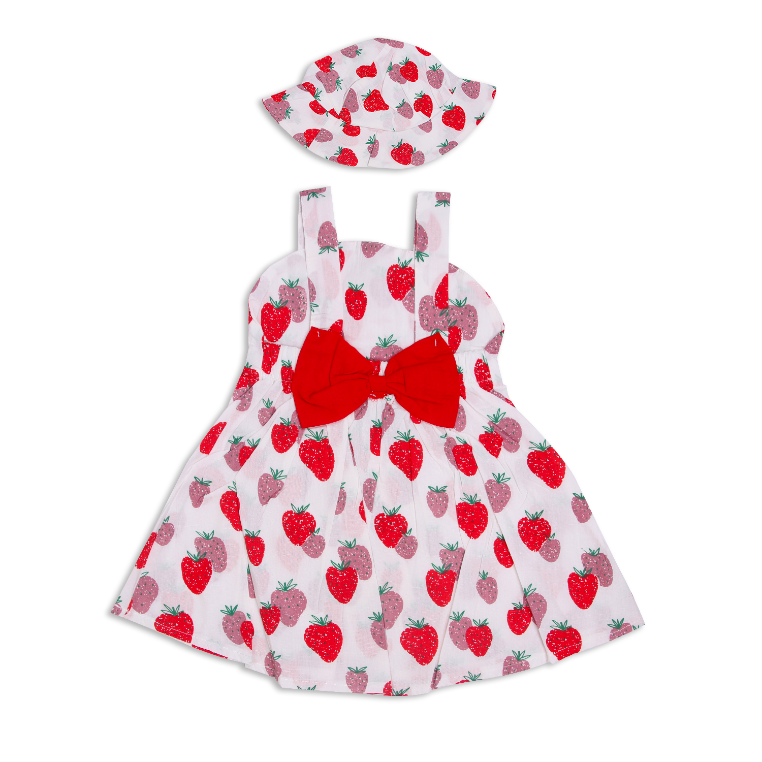 Frock With Cap - Strawberry | 