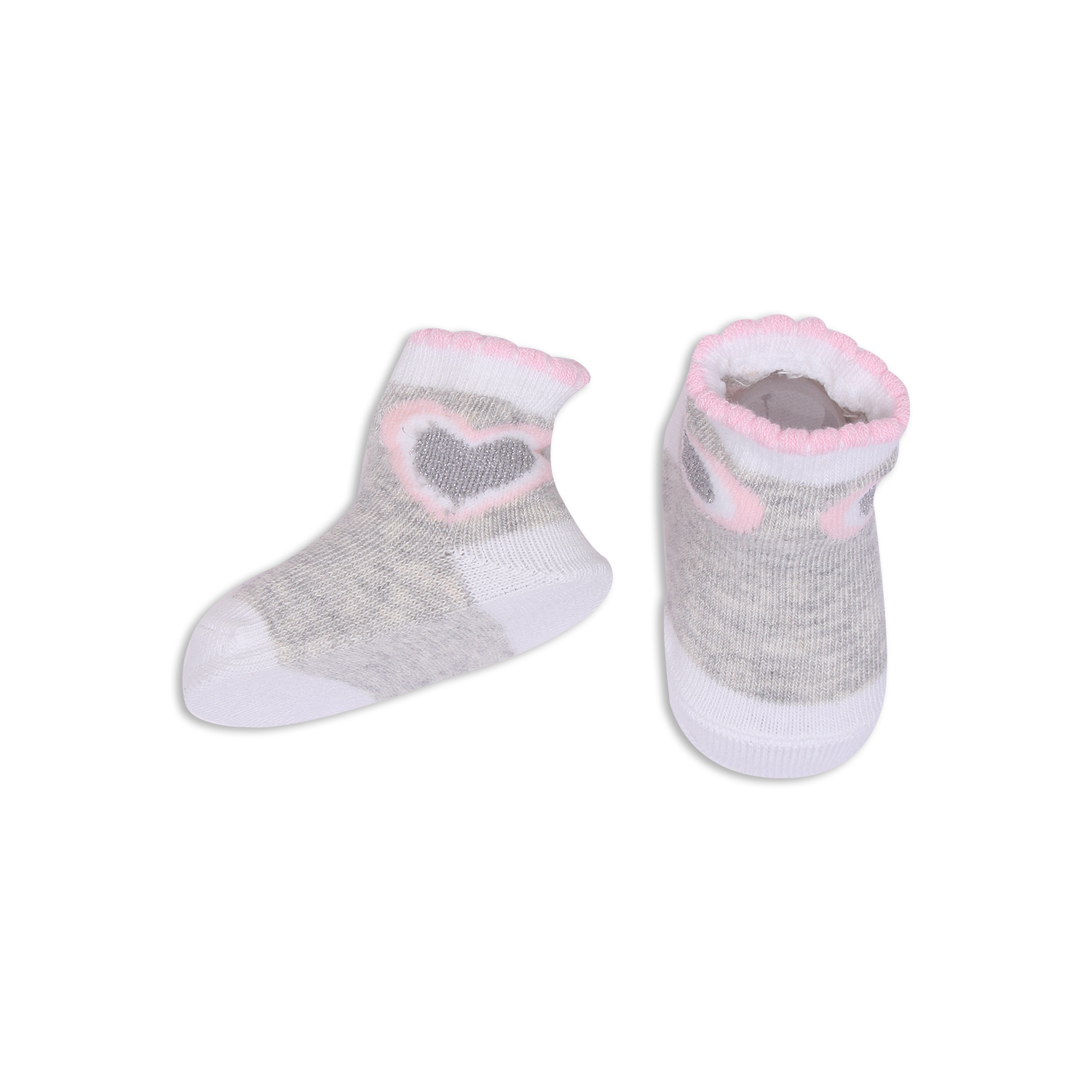 Baby Socks - Grey Heart | Buy Cotton Footwear For Baby Boy Online In India | Smiley Buttons