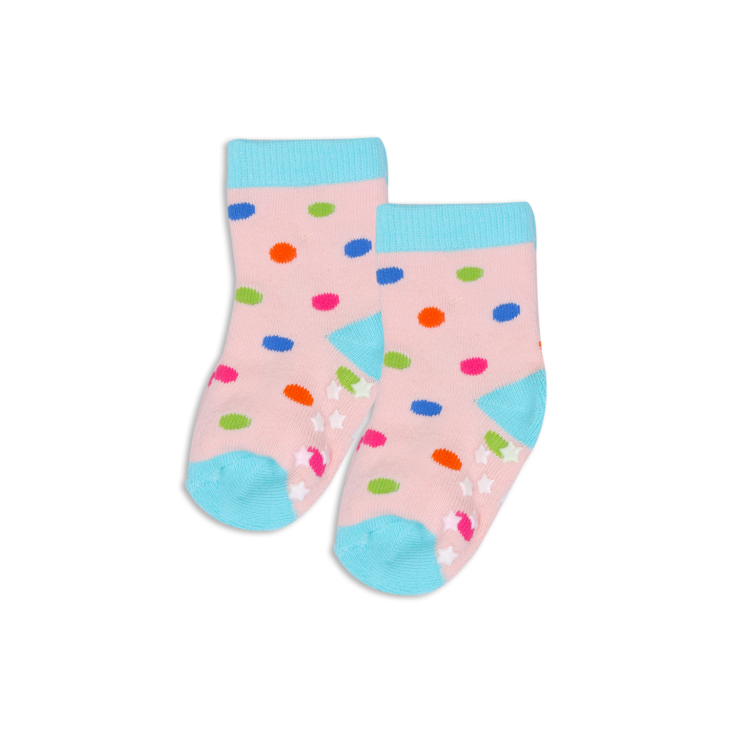 Baby Socks - Blue Pink Polka | Buy Cute Printed Socks For 0-6 Months Old Baby | Smiley Buttons