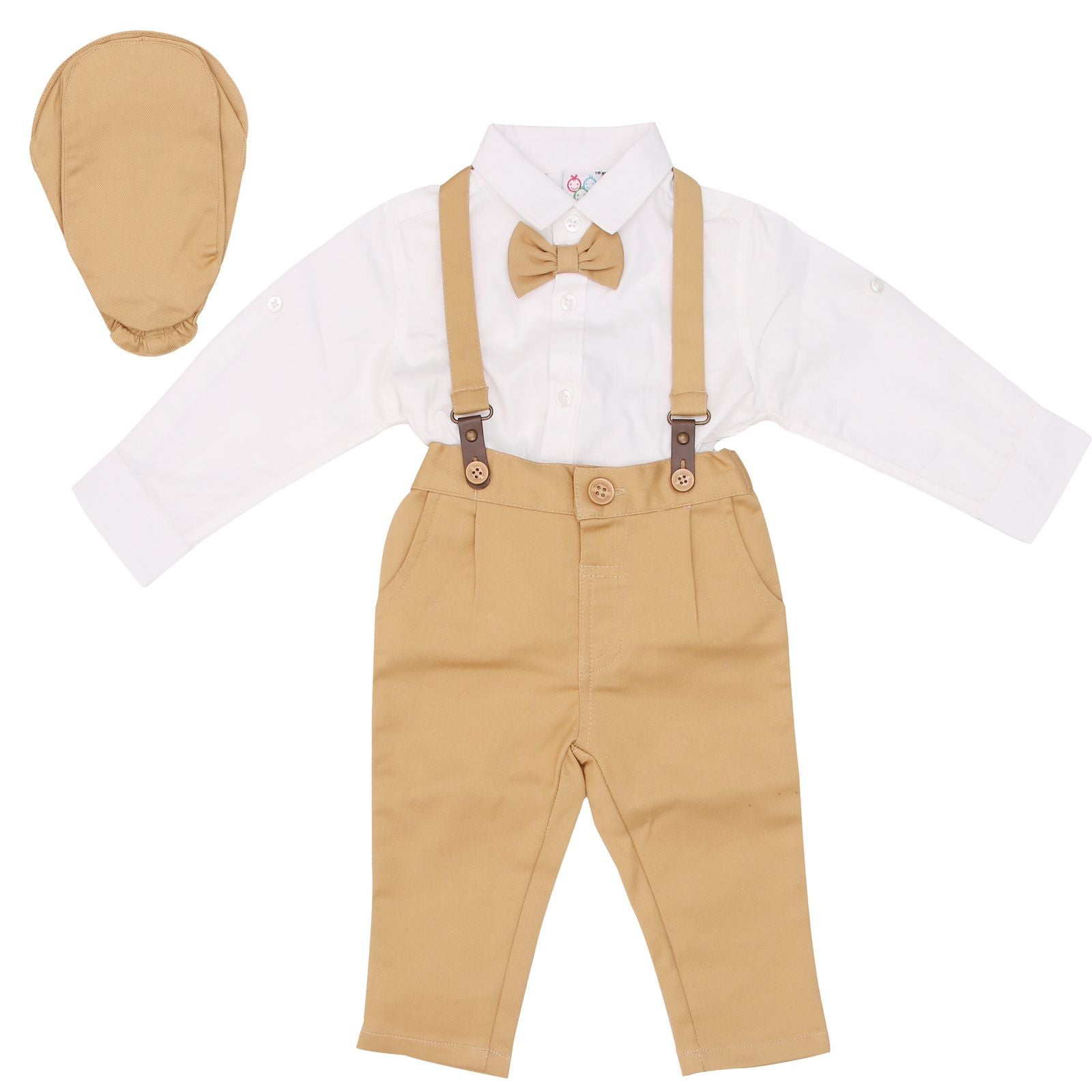 Suspender Pant Set With Cap - Khaki | Buy Adorable Khaki Suspender Pant with Cap for Baby Boy 
