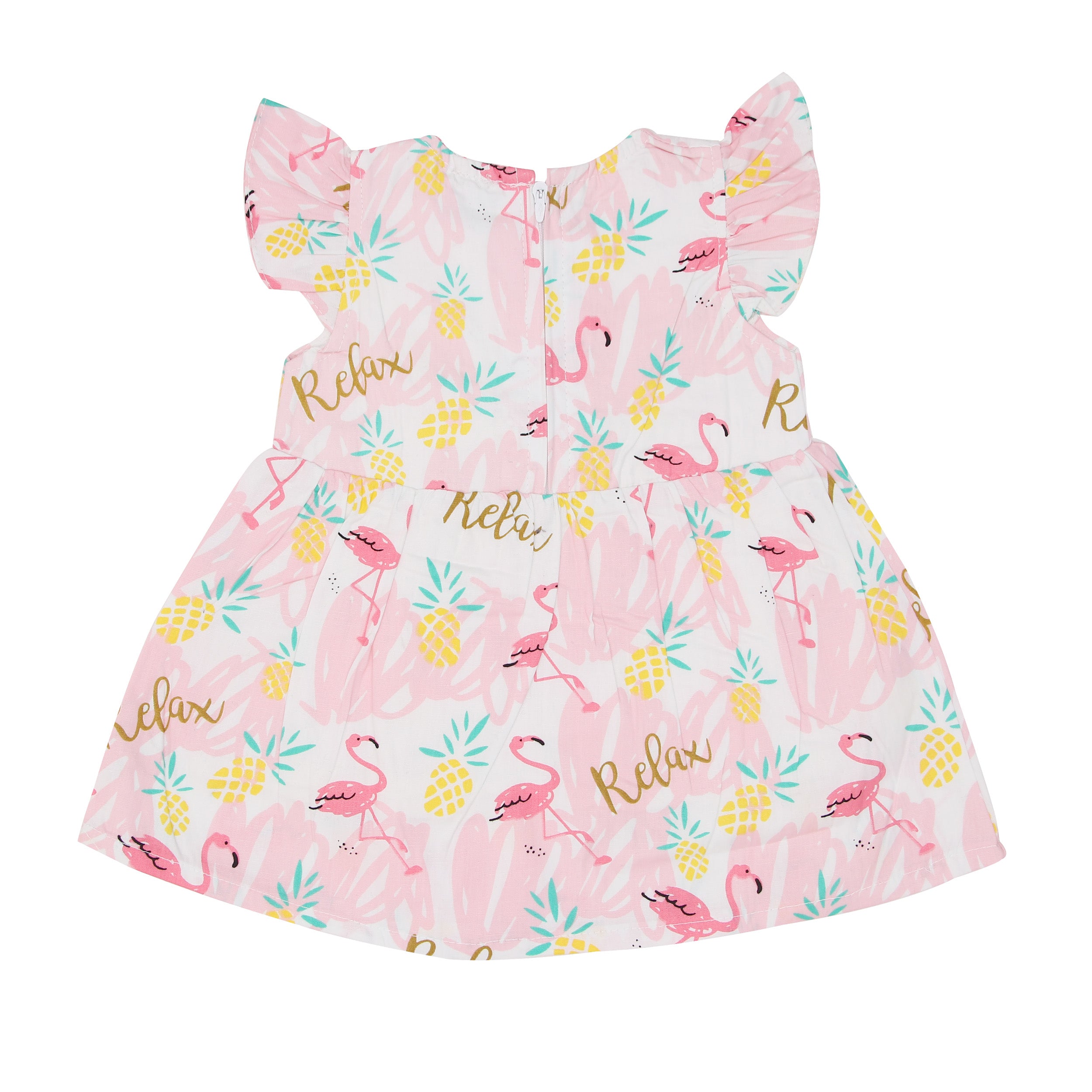 Frock - Pink Flamingo | Buy 100% Cotton Frocks For Newborn Baby Girl Online | Smiley Buttons