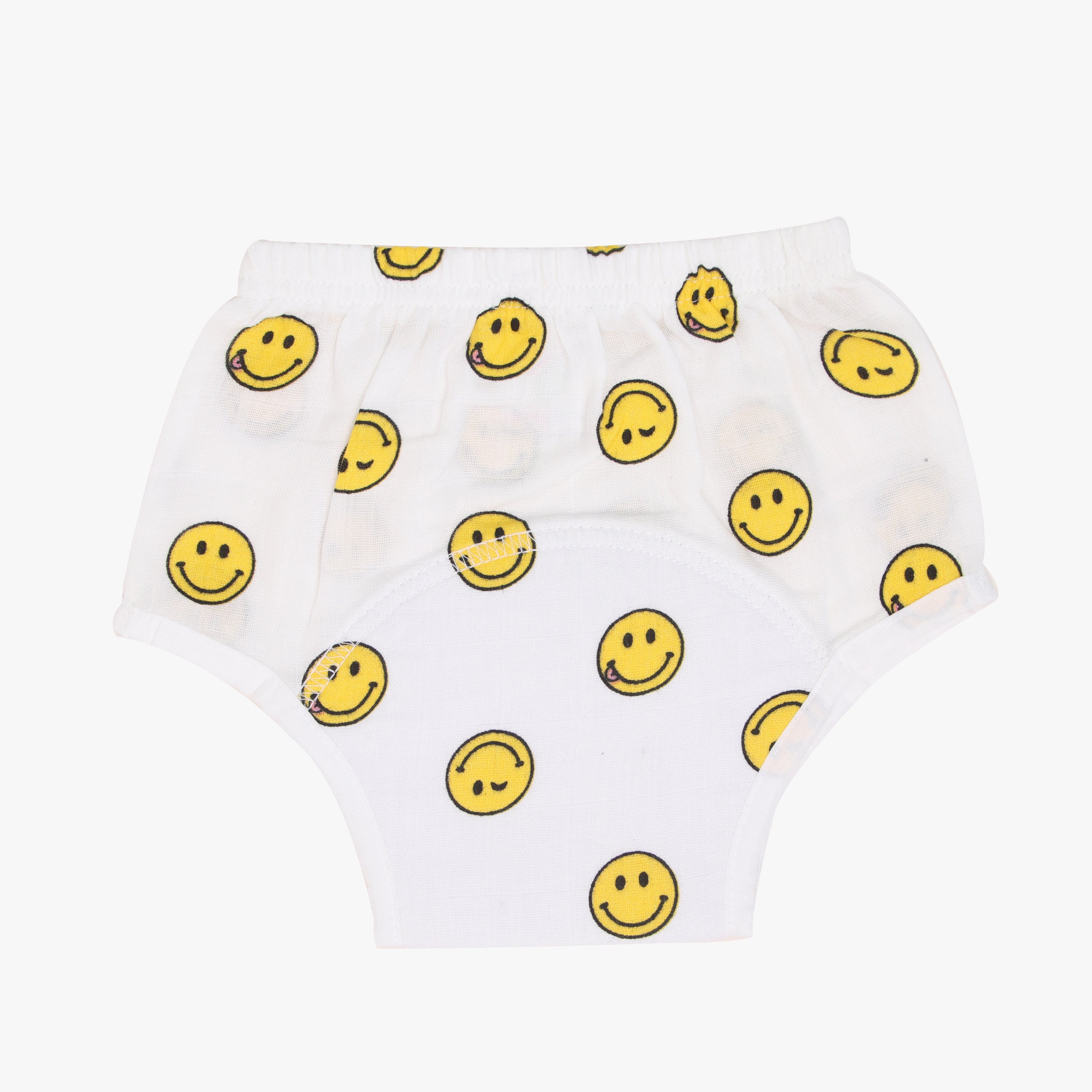 Organic Muslin Training Pants - Pack of 4 | Buy Soft Cotton Nappy For Newborn Baby Boy & Girl | Smiley Buttons