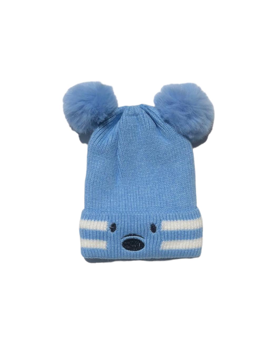 Woolen Cap - Teddy Blue | Buy Woolen Caps for Baby Girls Online | Smiley Buttons