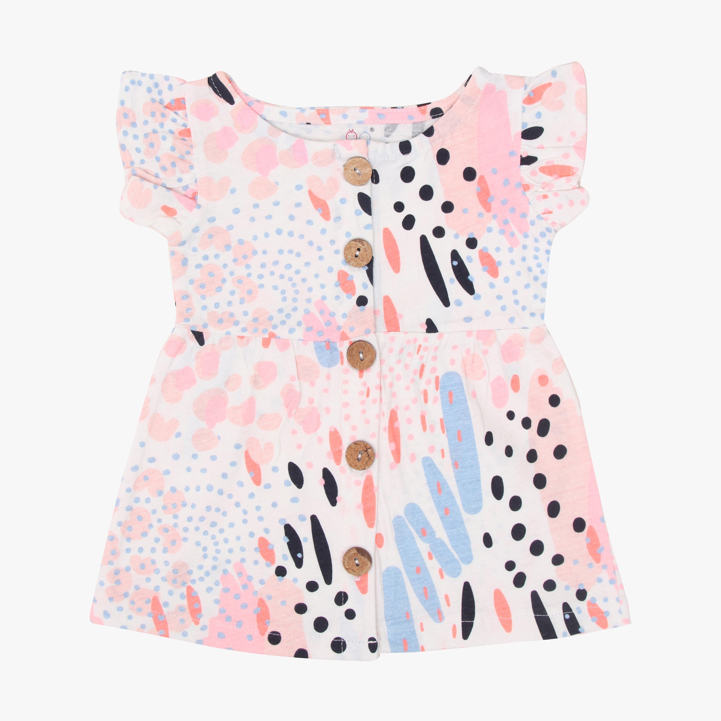 Frock - Pink Cheetah - Front Button | Buy Cotton Frocks & Dresses for Newborn Baby Girl Online in India