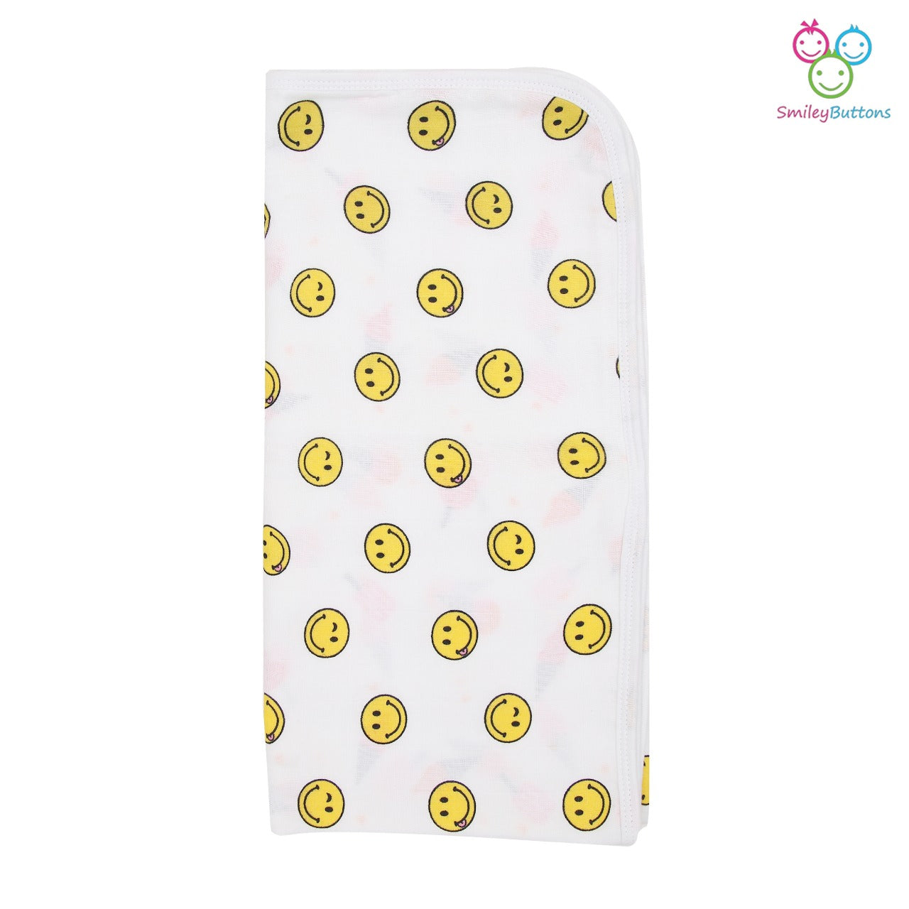 2 Layer Organic Muslin Reversible Blanket - Smiley & Lollipop | Buy Baby Blanket & Swaddle For Newborn Baby Boy & Girl |Smiley Buttons