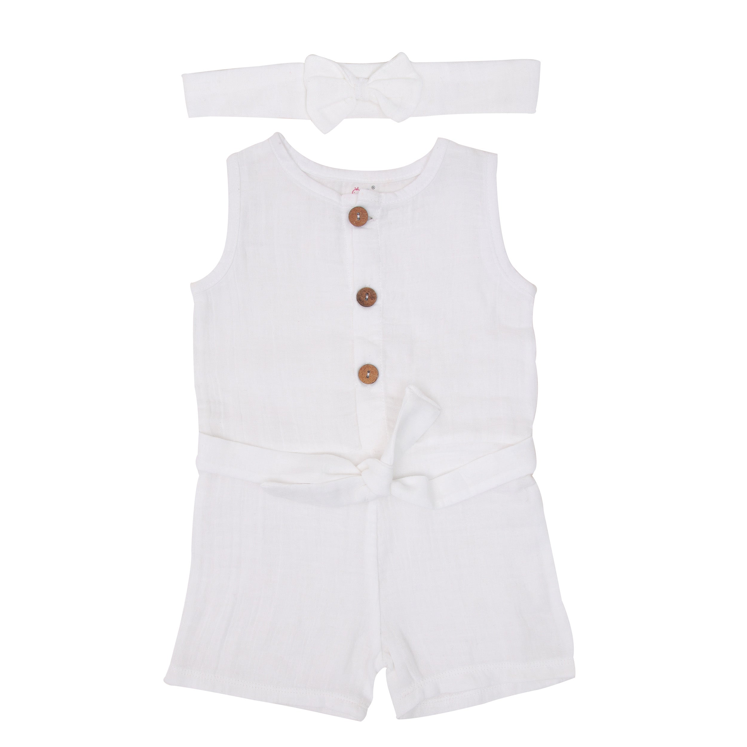 Muslin Jumpsuit - White | Buy Muslin Jumpsuits for Newborn Baby Boys & Girls | Smiley Buttons