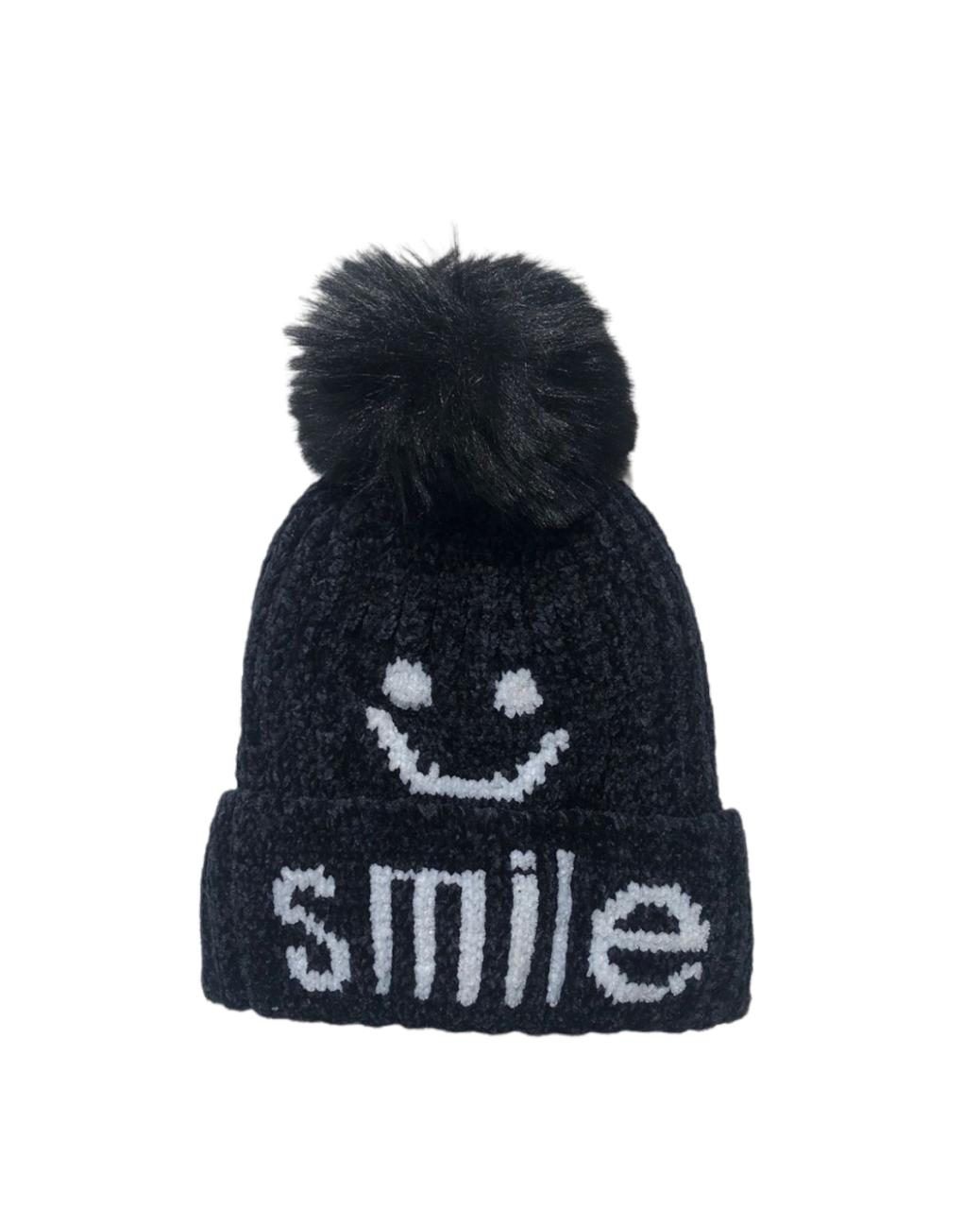 Woolen Cap - Smile Black | Buy Woolen Caps for Baby Boys Online | Smiley Buttons