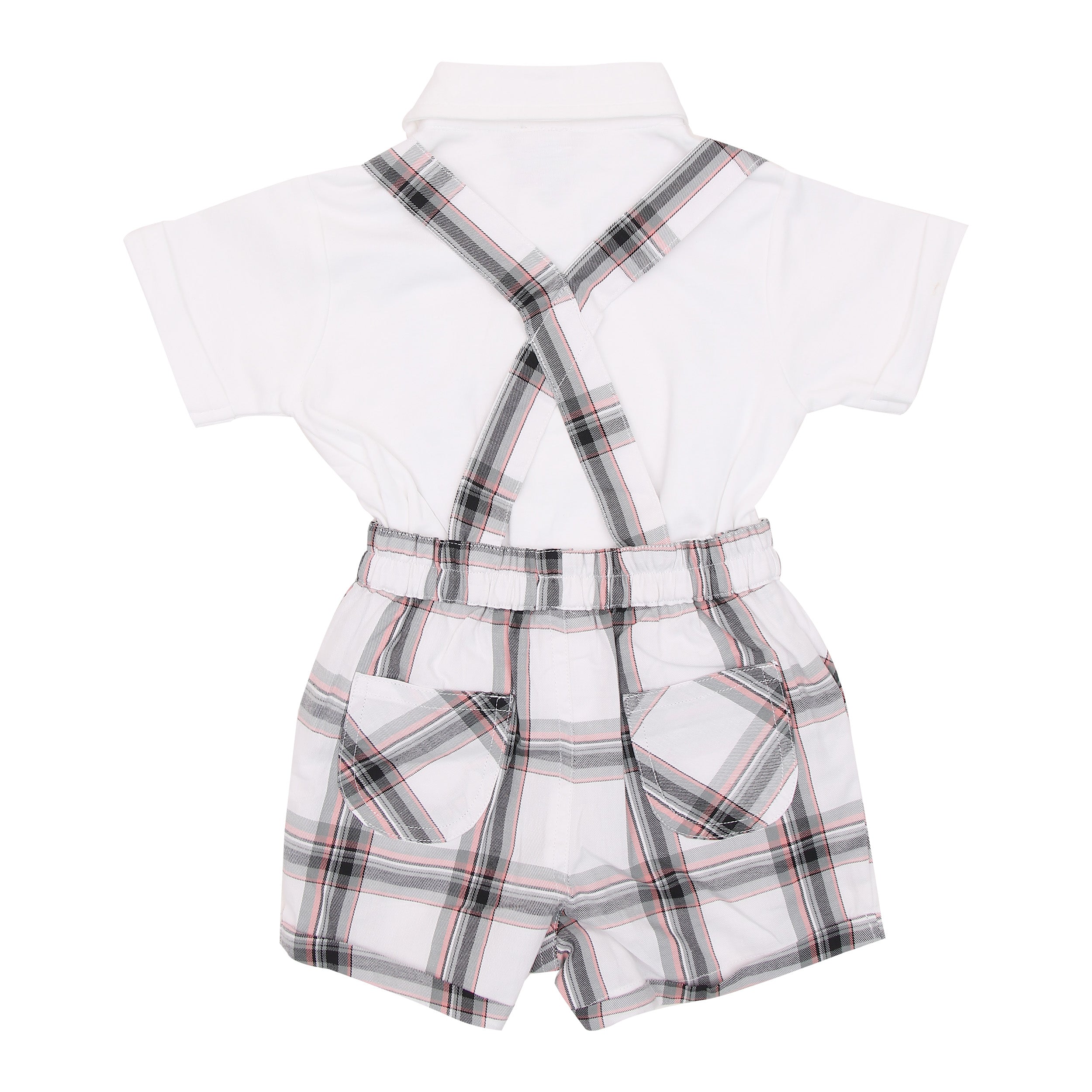 Dungaree - Classic White | Buy Dungaree Dress For 3-6 Months Baby Boy & Girl | Smiley Buttons