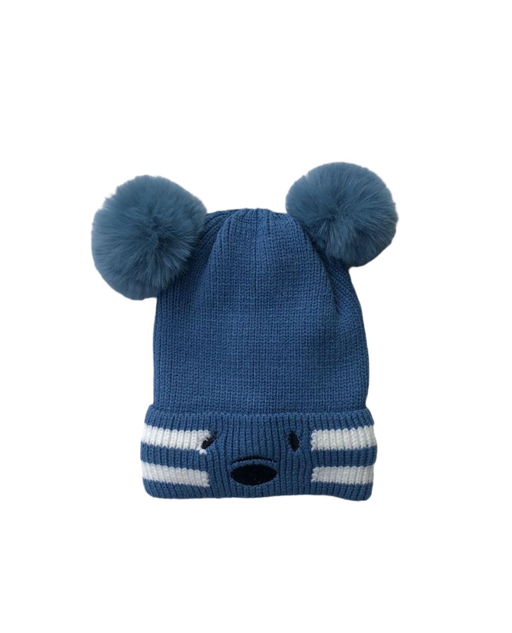 Woolen Cap - Teddy Navy | Buy Woolen Caps for Baby Girls Online | Smiley Buttons