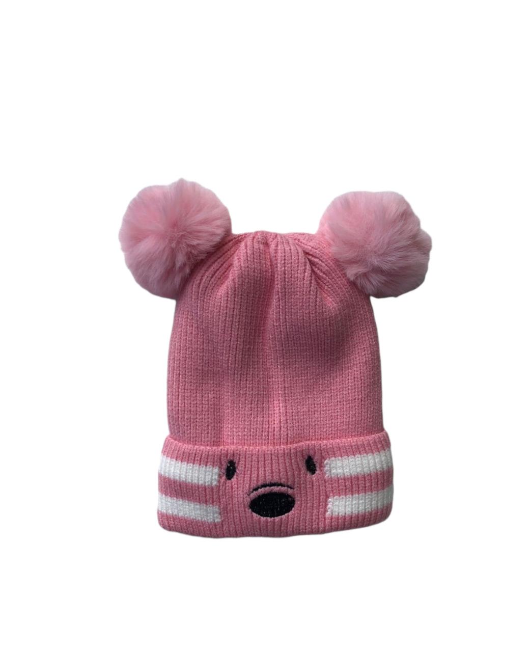 Woolen Cap - Teddy Pink | Buy Woolen Caps for Baby Girls Online | Smiley Buttons