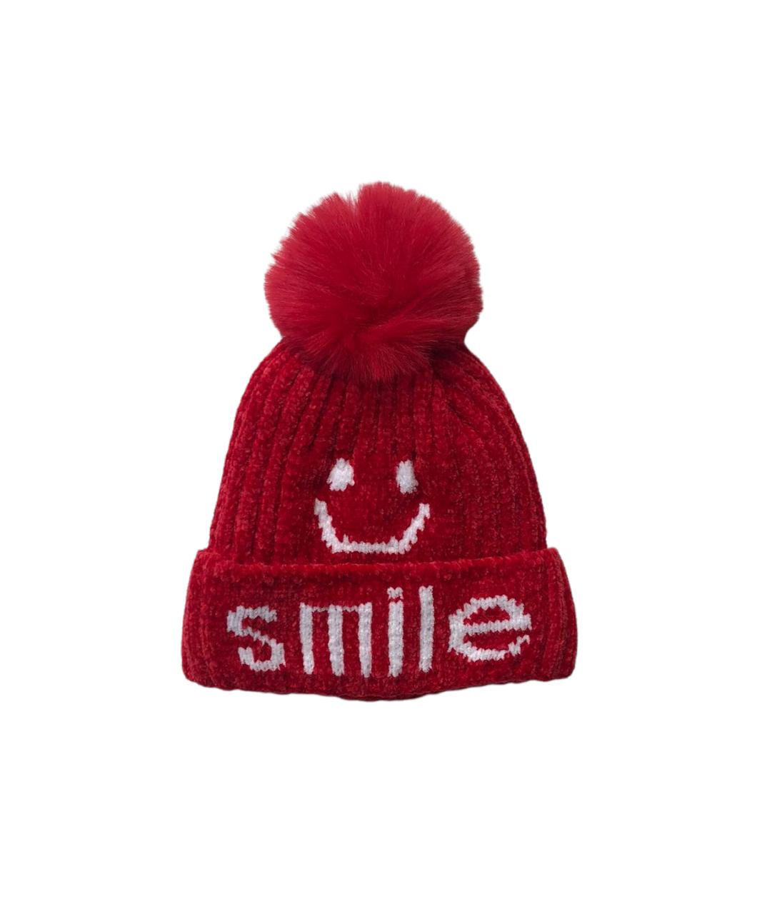 Woolen Cap - Smile Red | Buy Woolen Caps for Baby Boys Online | Smiley Buttons