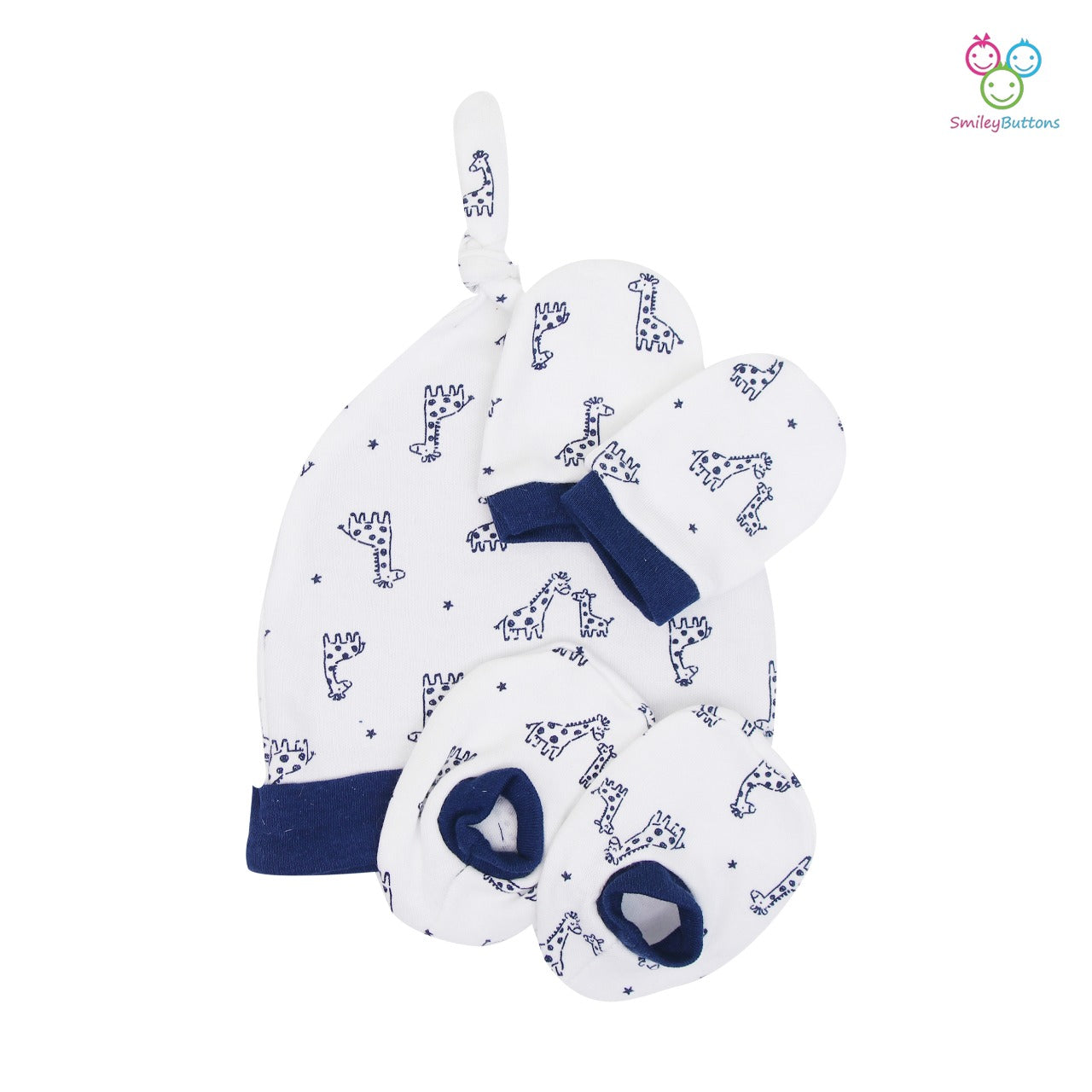 Cap Booties & Mittens - Giraffe | Buy Winter Combo Set For Infant Baby Boy & Girl | Smiley Buttons 